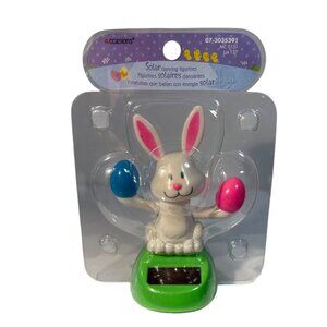 Solar Dancing Bunny Figurine With Pink & Blue Eggs Easter